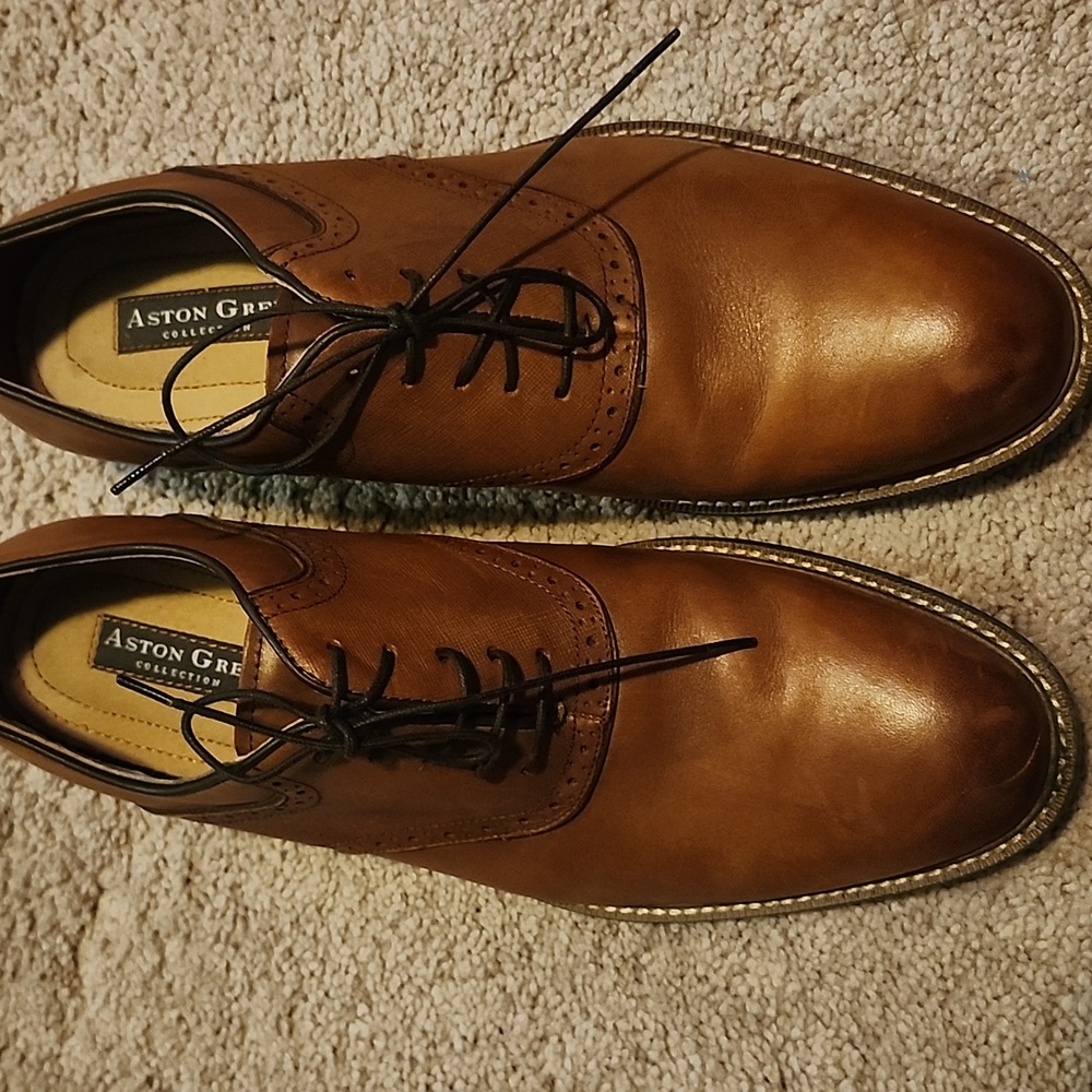 Aston Grey Men's Brown Leather Dress Shoes